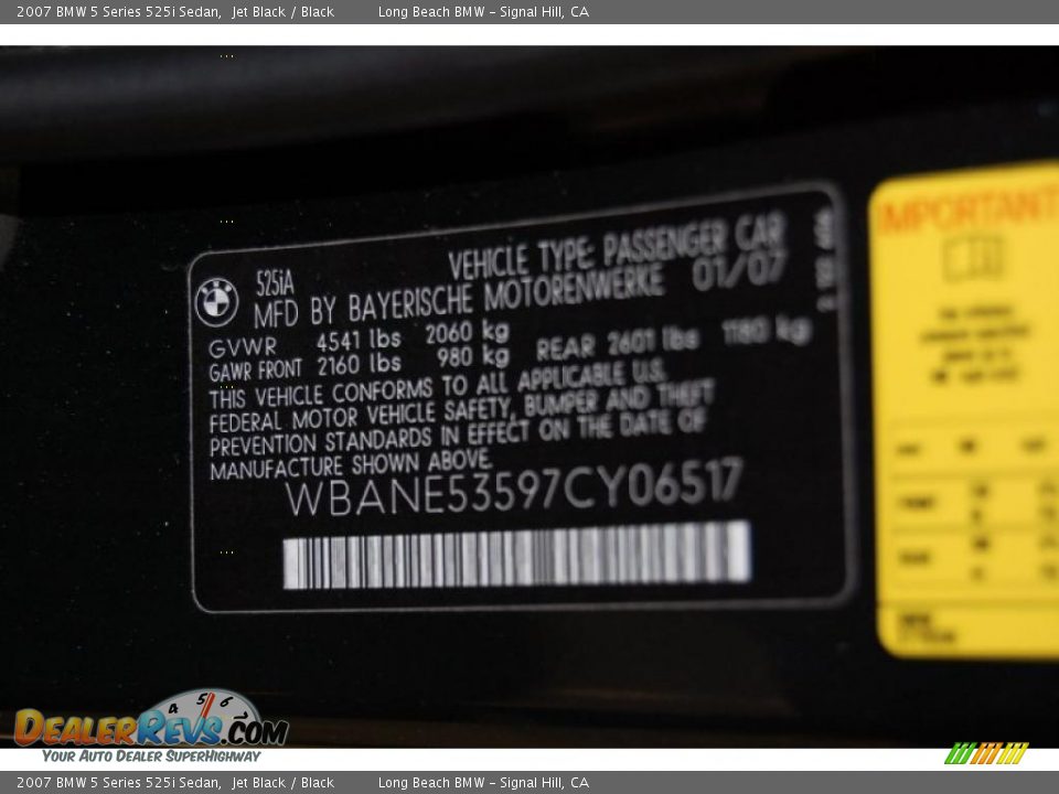2007 BMW 5 Series 525i Sedan Jet Black / Black Photo #15