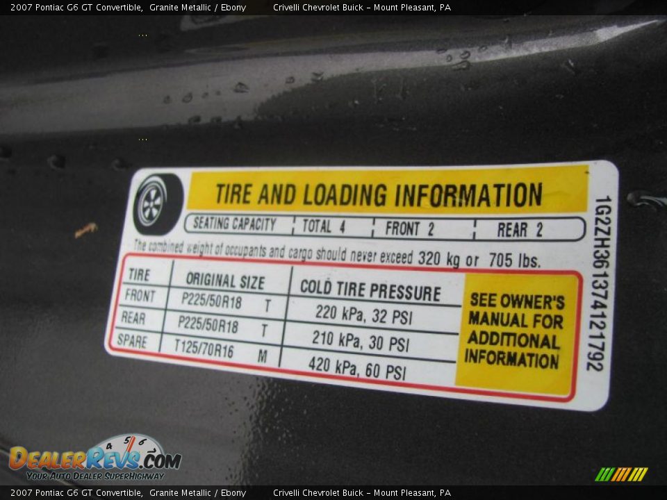 2007 Pontiac G6 GT Convertible Granite Metallic / Ebony Photo #28
