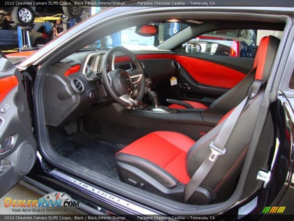 2010 Chevrolet Camaro SS/RS Coupe Black / Black/Inferno Orange Photo #10