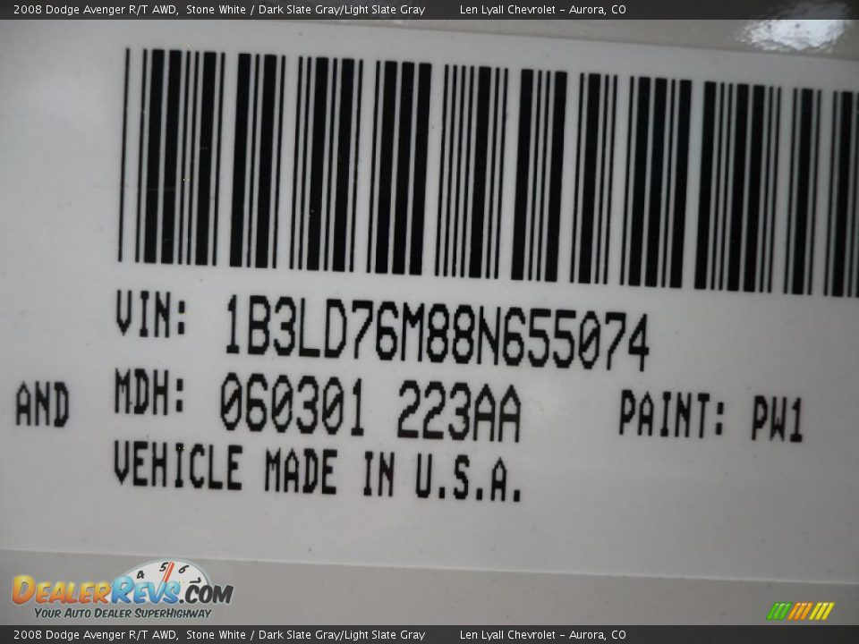 2008 Dodge Avenger R/T AWD Stone White / Dark Slate Gray/Light Slate Gray Photo #34
