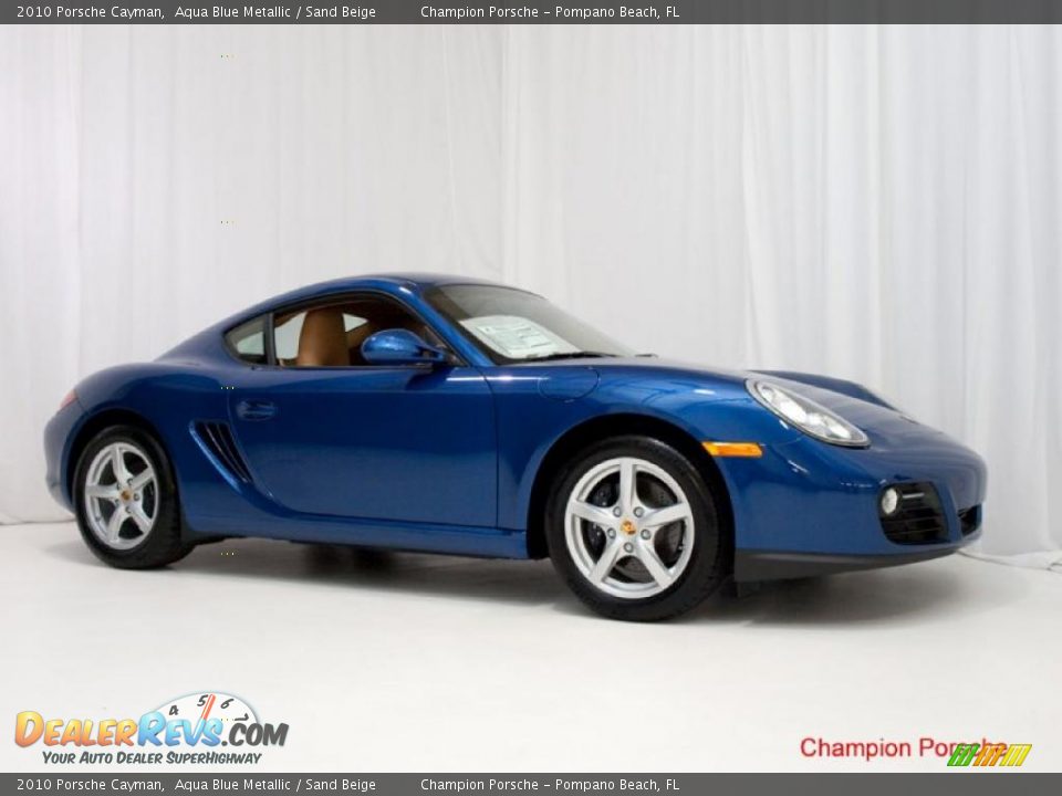 2010 Porsche Cayman Aqua Blue Metallic / Sand Beige Photo #3