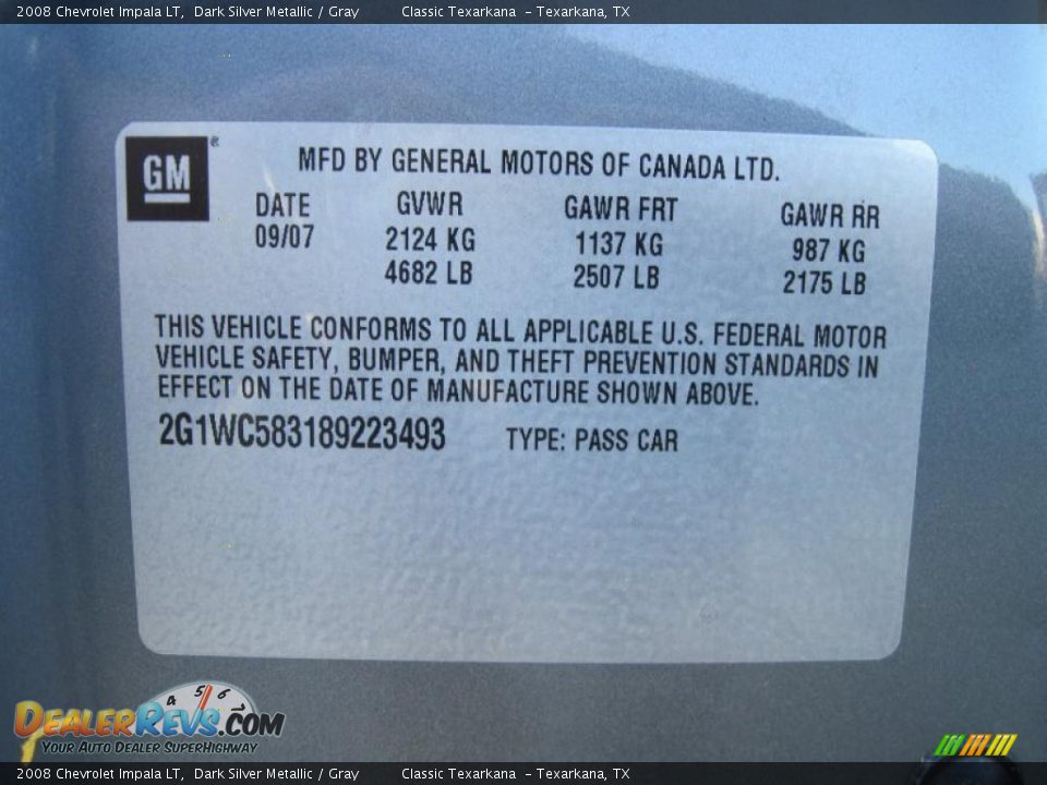 2008 Chevrolet Impala LT Dark Silver Metallic / Gray Photo #14