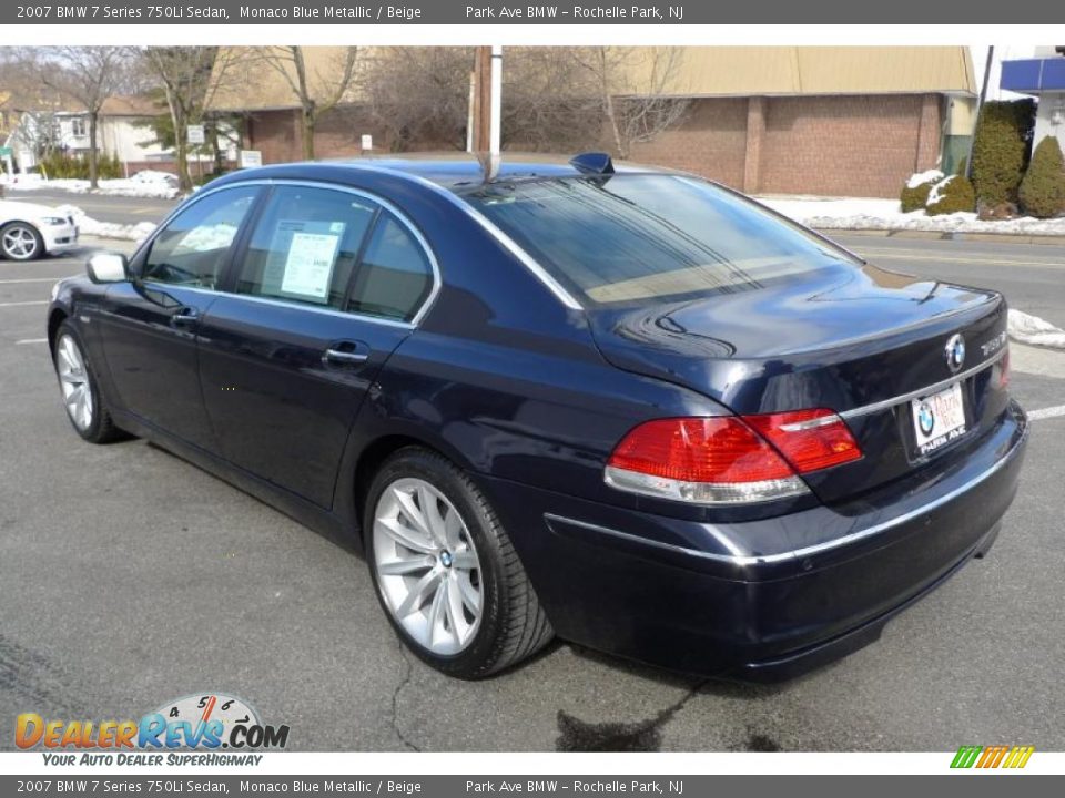 2007 BMW 7 Series 750Li Sedan Monaco Blue Metallic / Beige Photo #5