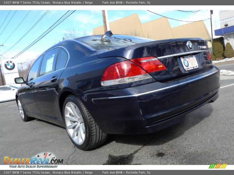 2007 BMW 7 Series 750Li Sedan Monaco Blue Metallic / Beige Photo #6