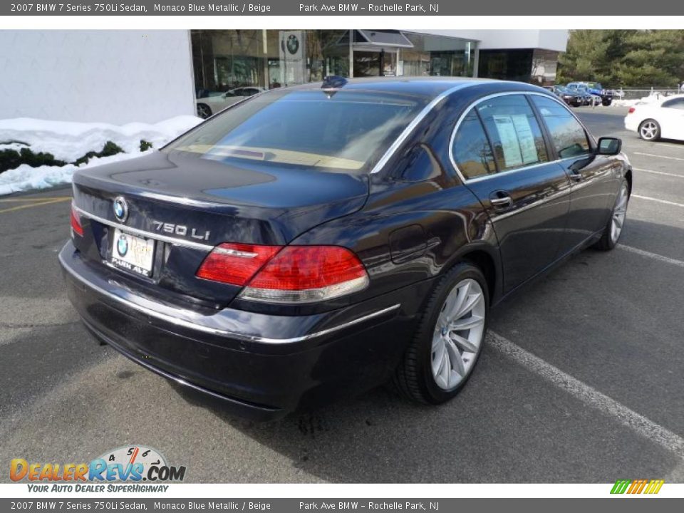 2007 BMW 7 Series 750Li Sedan Monaco Blue Metallic / Beige Photo #14