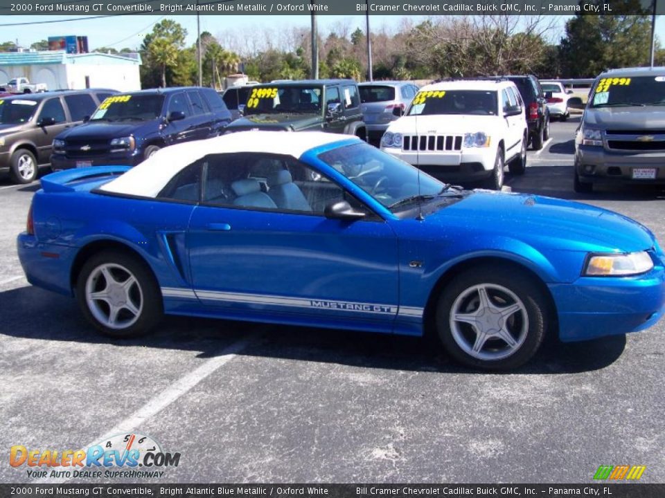 2000 Ford Mustang GT Convertible Bright Atlantic Blue Metallic / Oxford White Photo #3