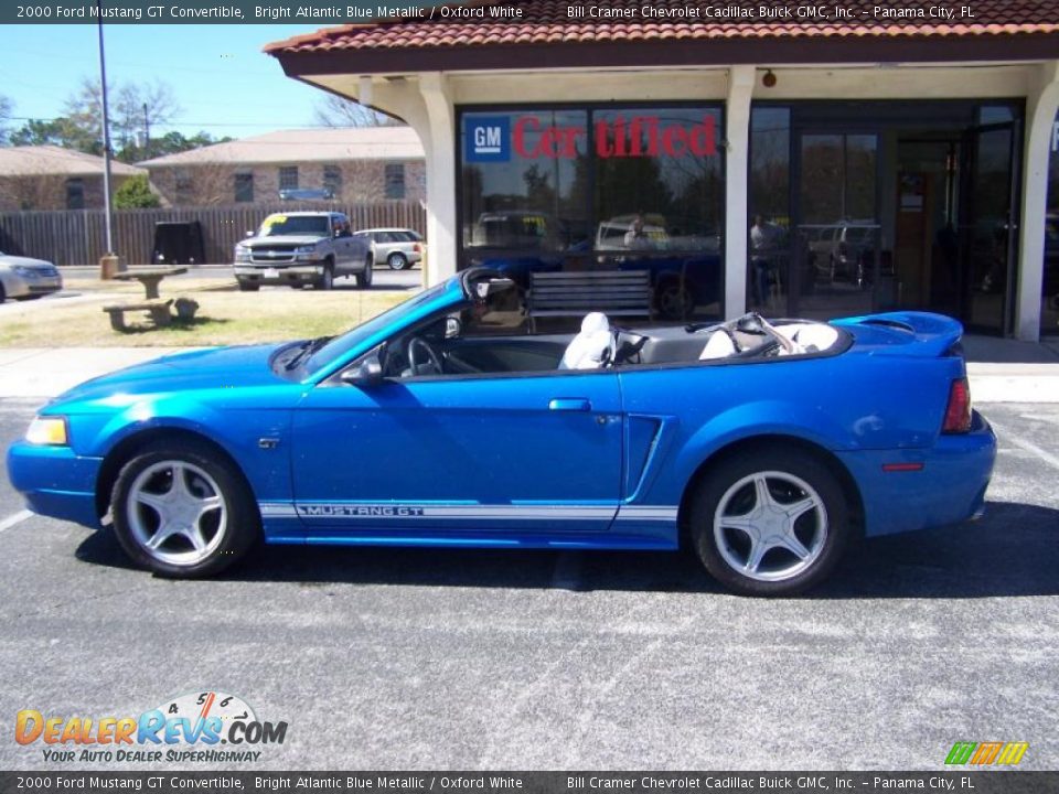 2000 Ford Mustang GT Convertible Bright Atlantic Blue Metallic / Oxford White Photo #5