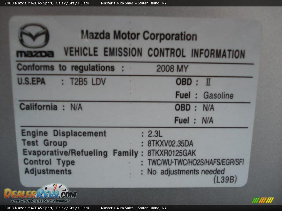 2008 Mazda MAZDA5 Sport Galaxy Gray / Black Photo #24