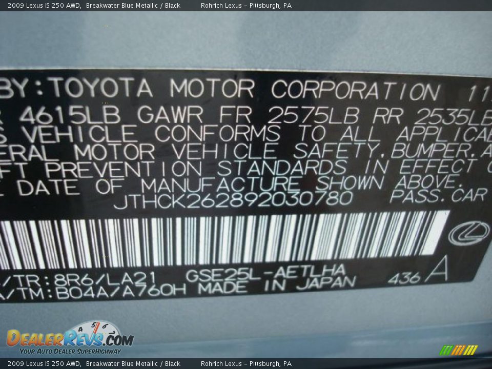 2009 Lexus IS 250 AWD Breakwater Blue Metallic / Black Photo #14