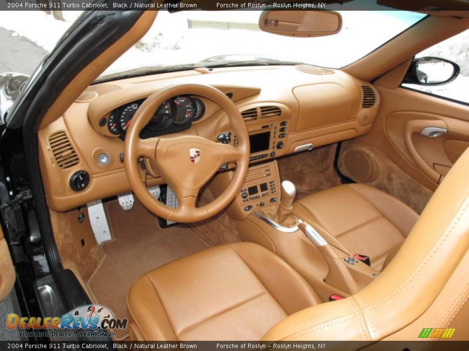 2004 Porsche 911 Turbo Cabriolet Black / Natural Leather Brown Photo #13
