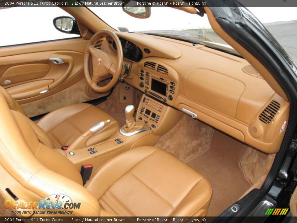 2004 Porsche 911 Turbo Cabriolet Black / Natural Leather Brown Photo #15