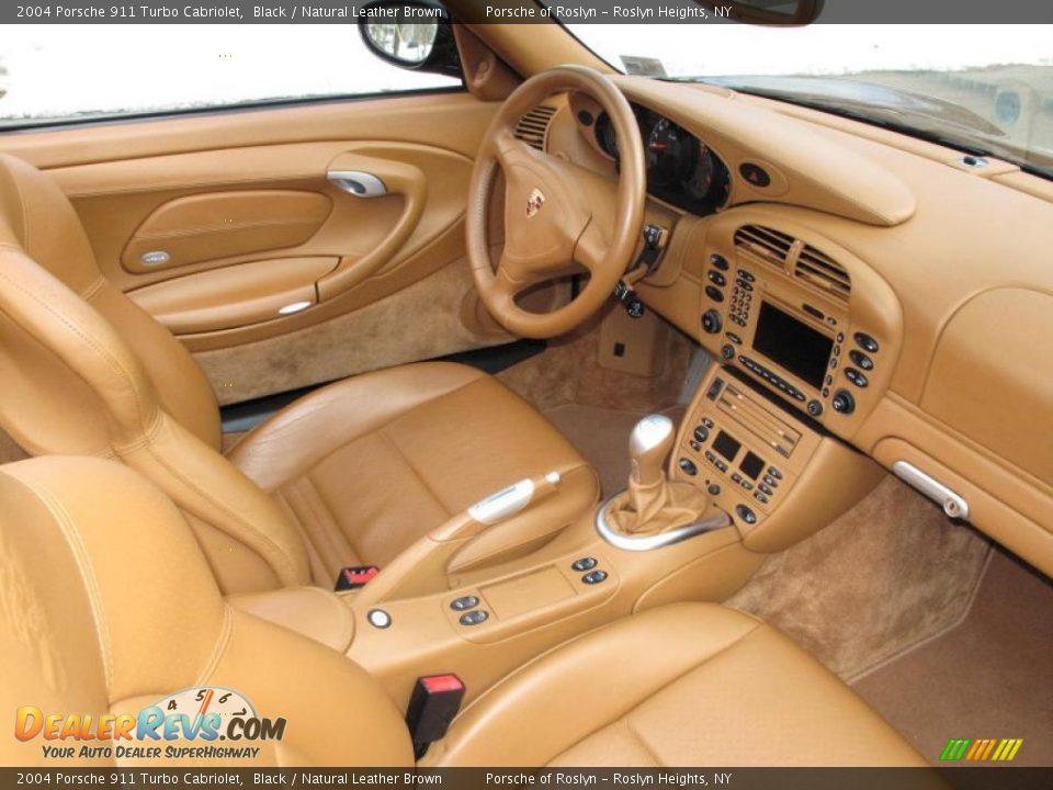 2004 Porsche 911 Turbo Cabriolet Black / Natural Leather Brown Photo #17