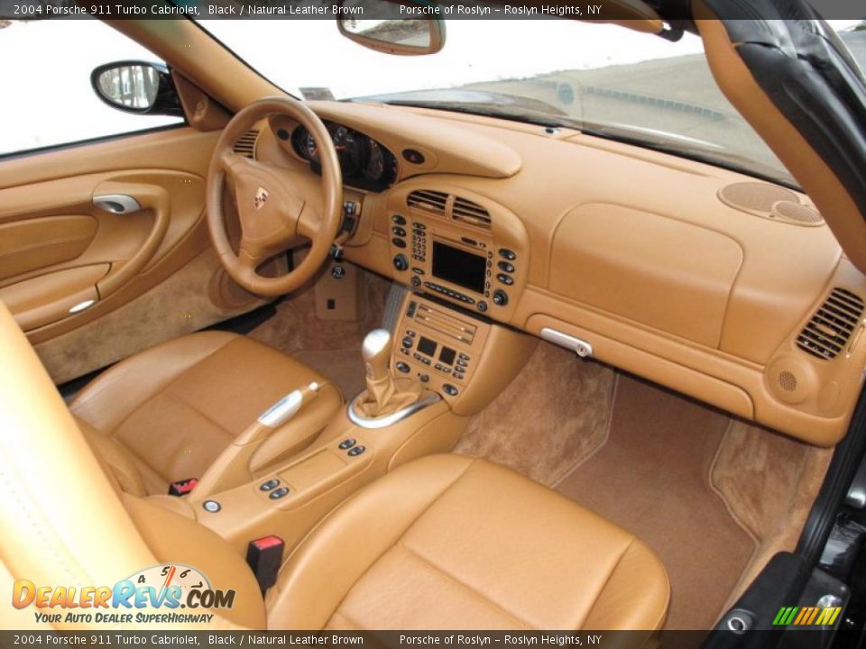 2004 Porsche 911 Turbo Cabriolet Black / Natural Leather Brown Photo #18