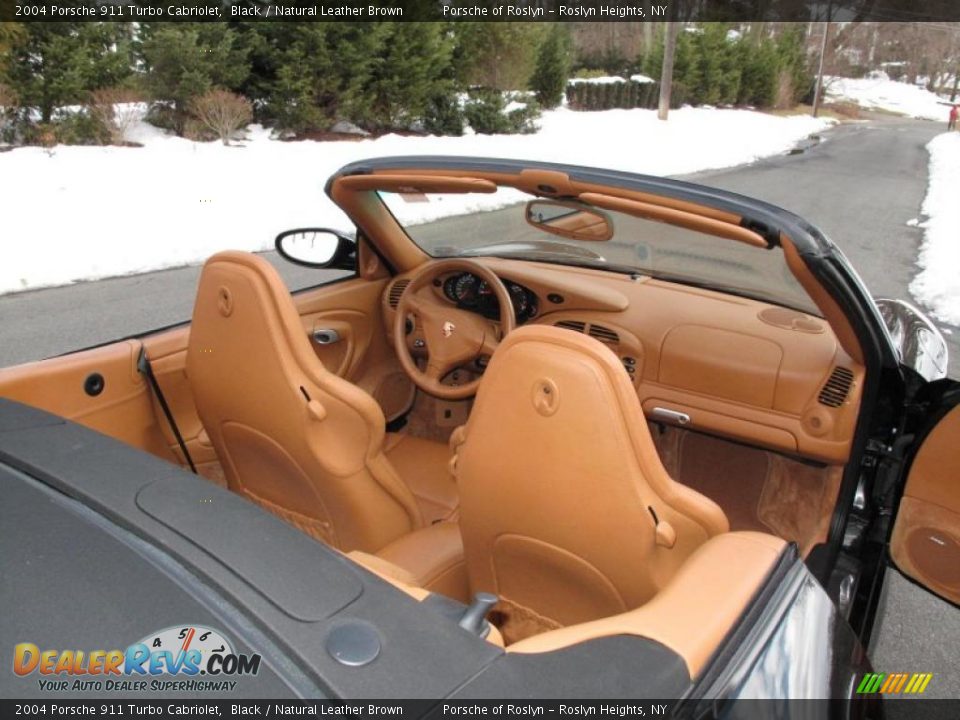 2004 Porsche 911 Turbo Cabriolet Black / Natural Leather Brown Photo #19