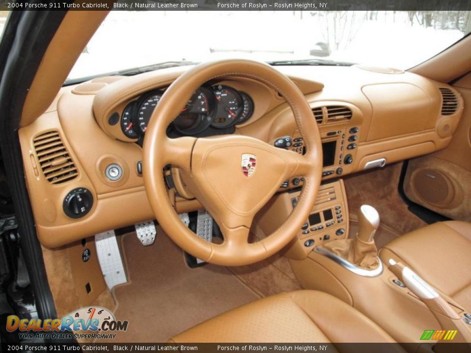 2004 Porsche 911 Turbo Cabriolet Black / Natural Leather Brown Photo #22
