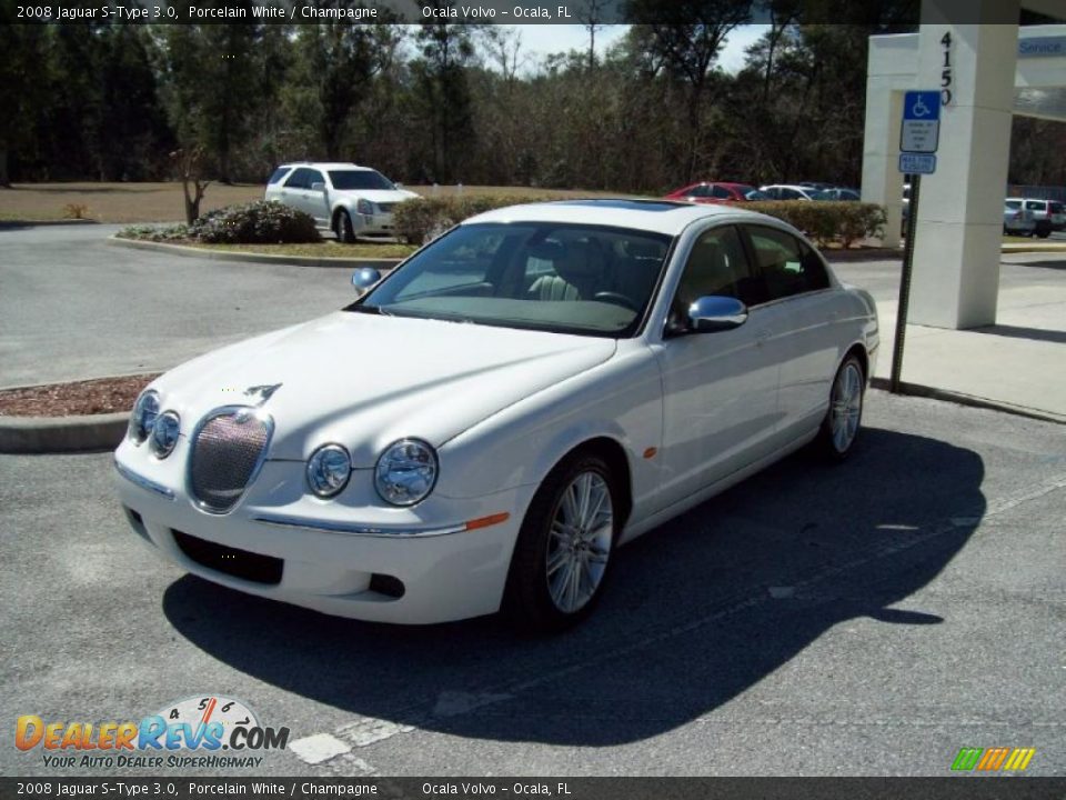 2008 Jaguar S-Type 3.0 Porcelain White / Champagne Photo #3