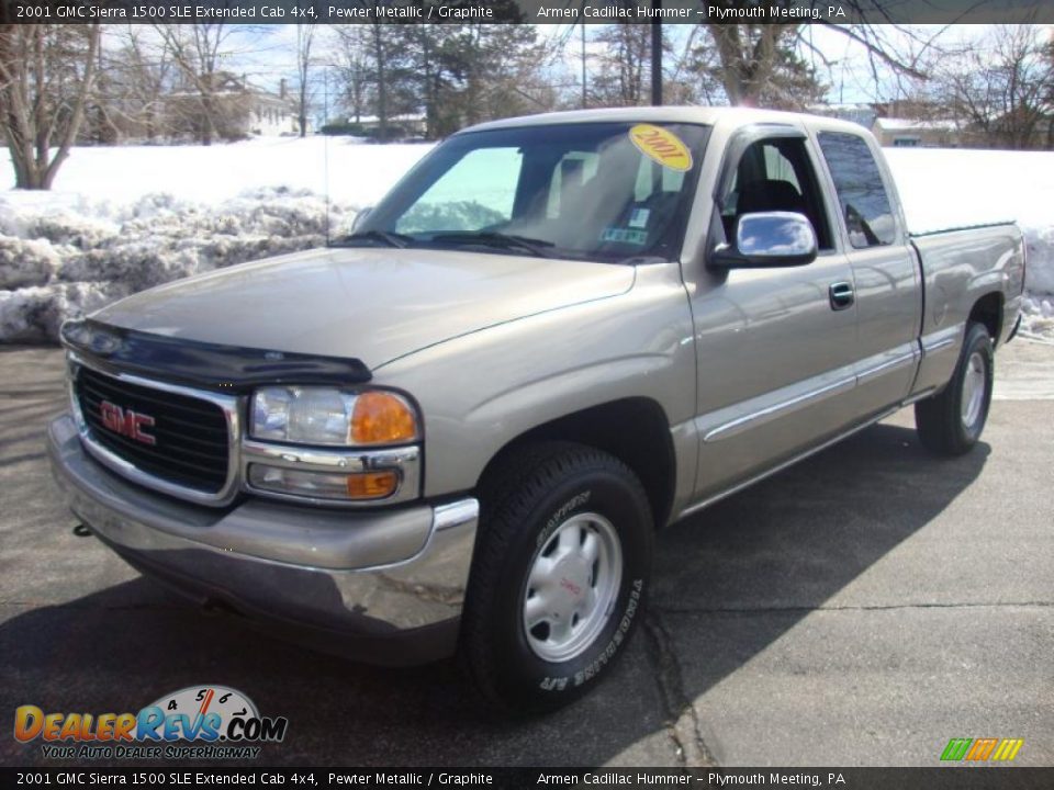 2001 GMC Sierra 1500 SLE Extended Cab 4x4 Pewter Metallic / Graphite Photo #1