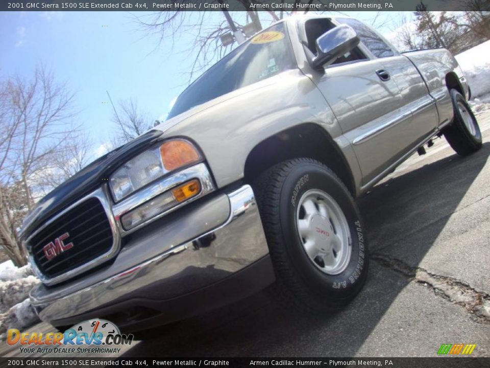 2001 GMC Sierra 1500 SLE Extended Cab 4x4 Pewter Metallic / Graphite Photo #2