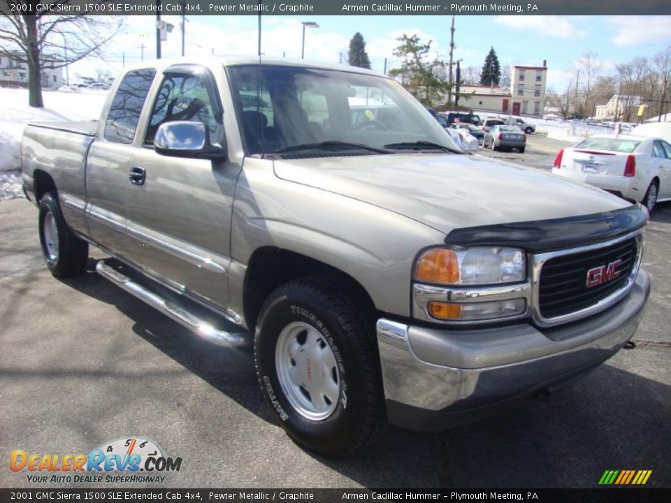 2001 GMC Sierra 1500 SLE Extended Cab 4x4 Pewter Metallic / Graphite Photo #4