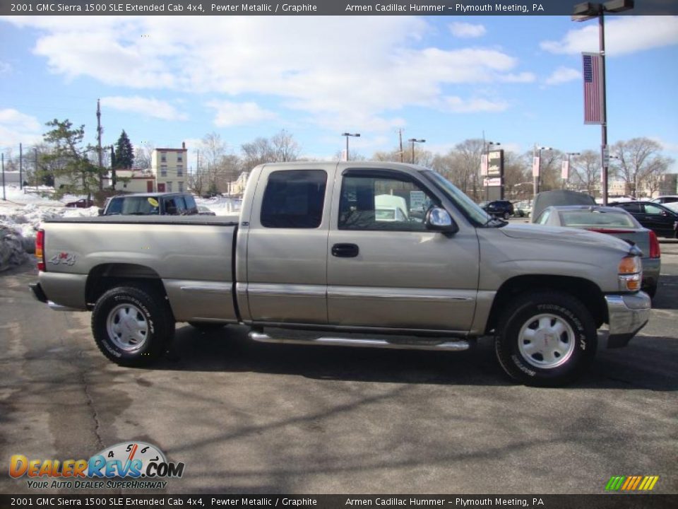 2001 GMC Sierra 1500 SLE Extended Cab 4x4 Pewter Metallic / Graphite Photo #6