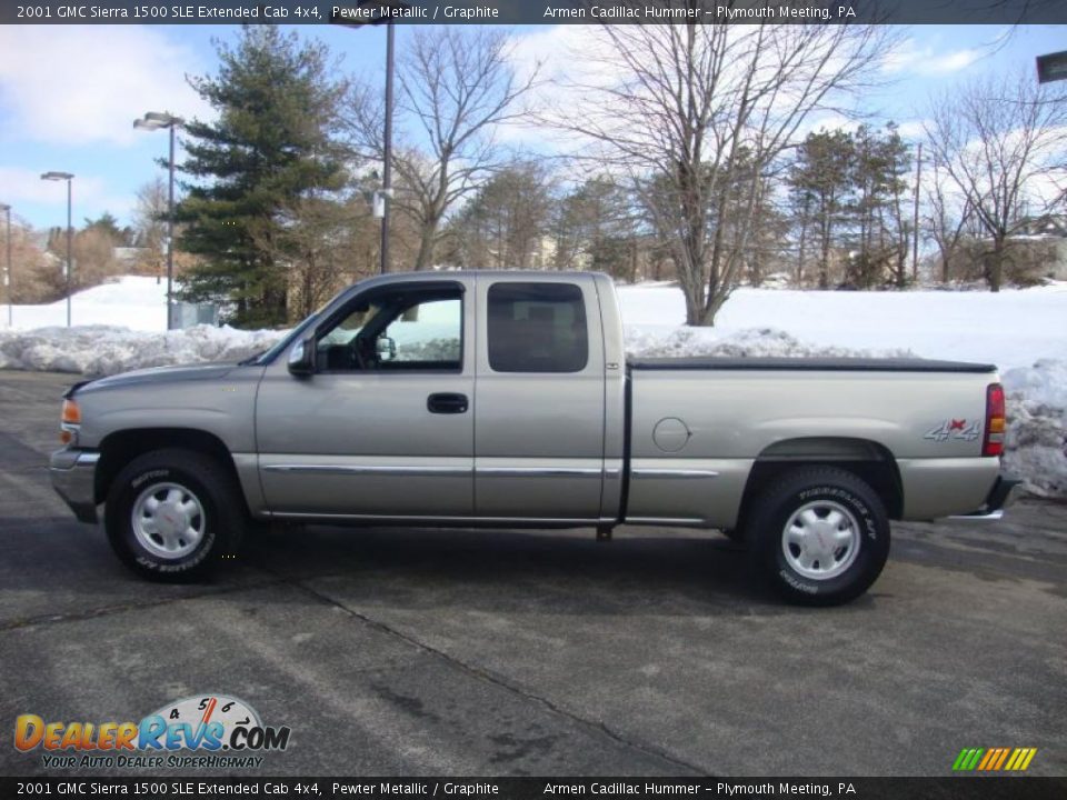 2001 GMC Sierra 1500 SLE Extended Cab 4x4 Pewter Metallic / Graphite Photo #10