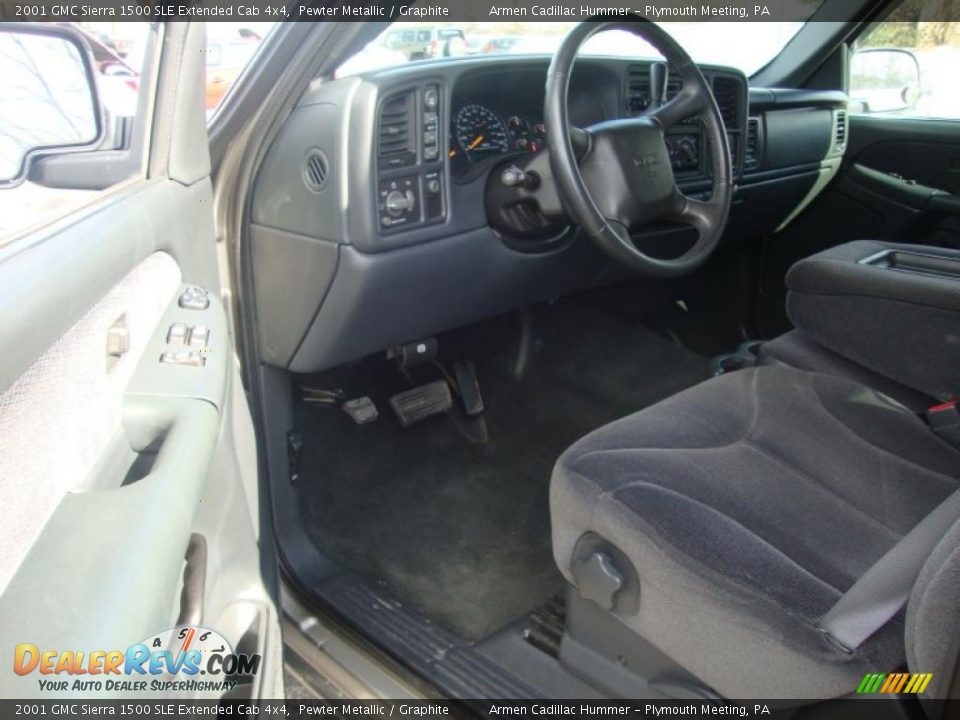 2001 GMC Sierra 1500 SLE Extended Cab 4x4 Pewter Metallic / Graphite Photo #12