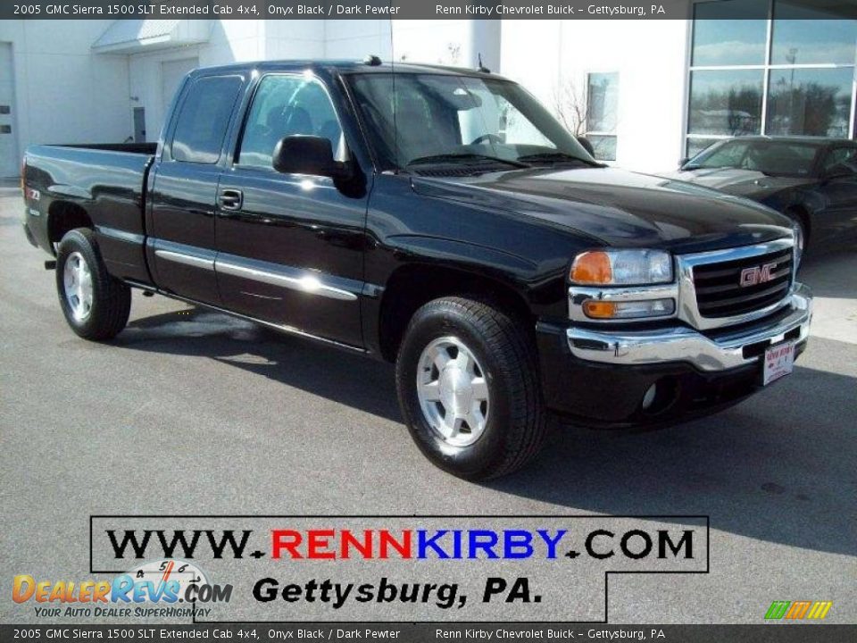 2005 GMC Sierra 1500 SLT Extended Cab 4x4 Onyx Black / Dark Pewter Photo #1