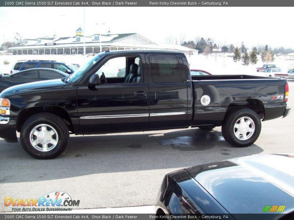 2005 GMC Sierra 1500 SLT Extended Cab 4x4 Onyx Black / Dark Pewter Photo #10
