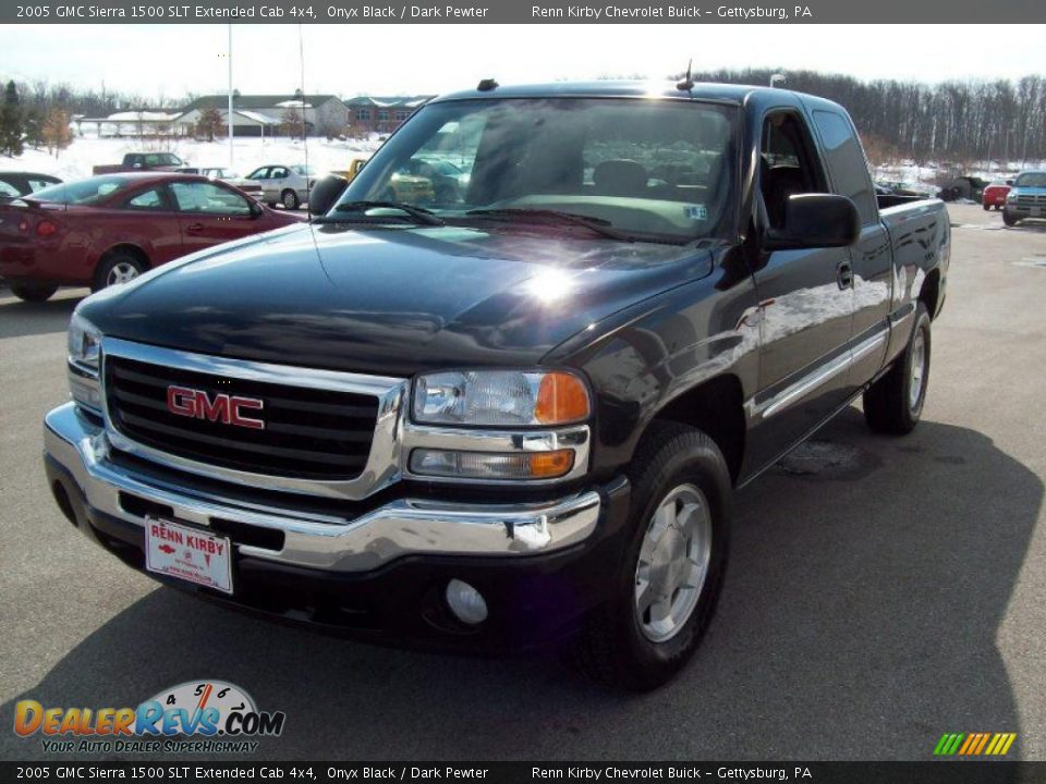 2005 GMC Sierra 1500 SLT Extended Cab 4x4 Onyx Black / Dark Pewter Photo #12
