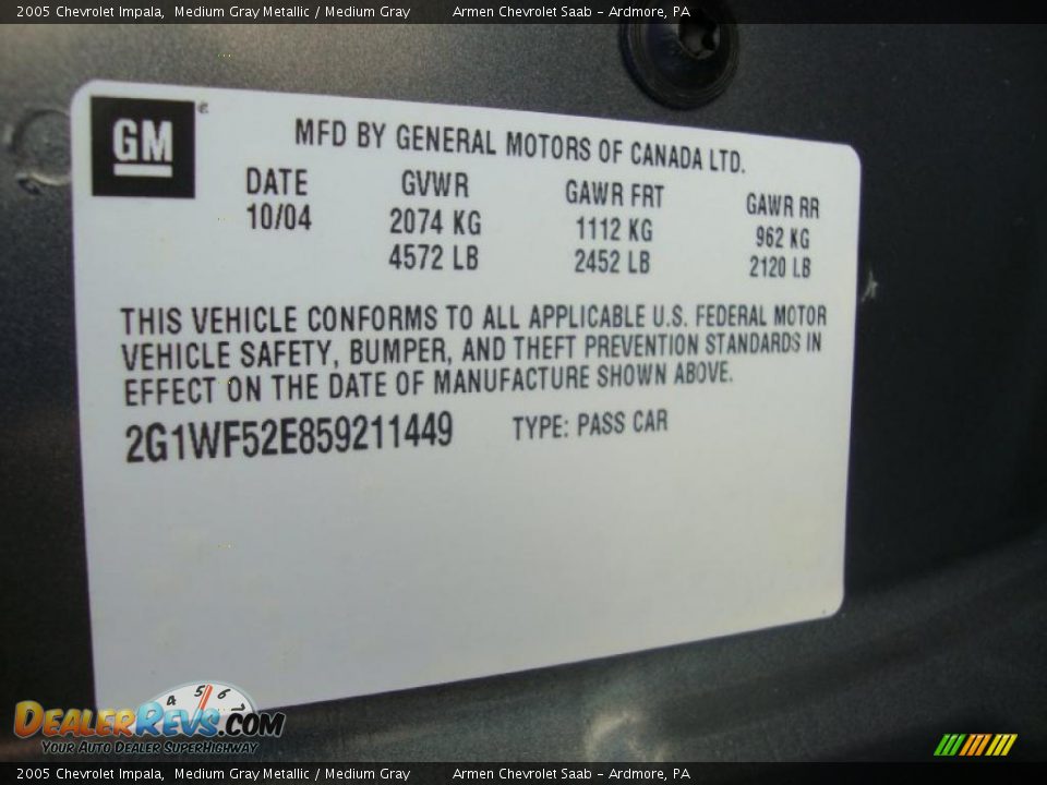 2005 Chevrolet Impala Medium Gray Metallic / Medium Gray Photo #33