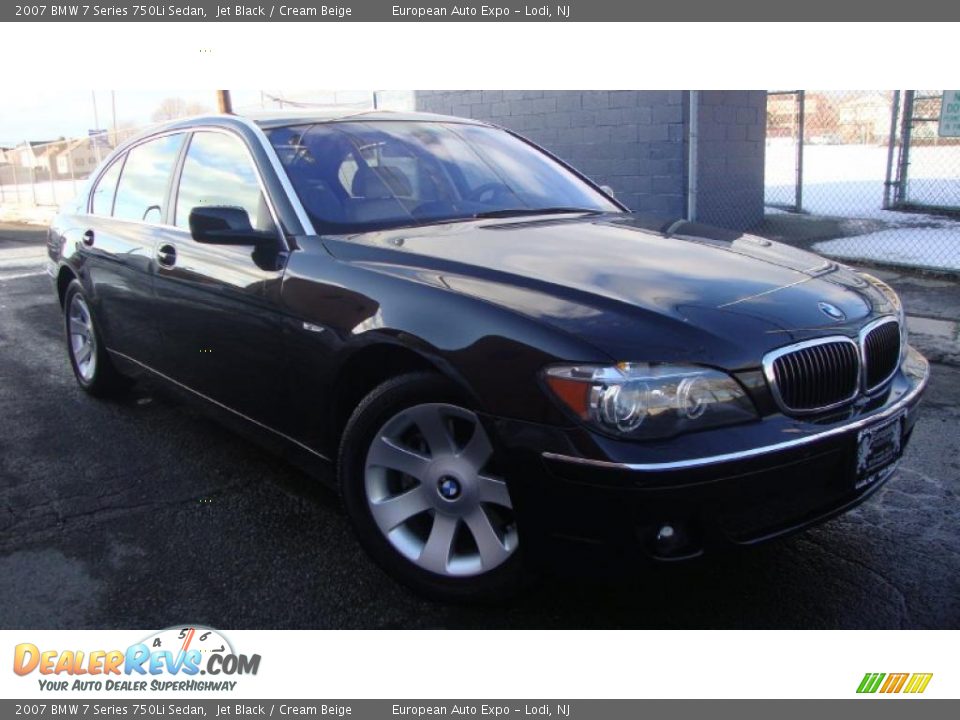 2007 BMW 7 Series 750Li Sedan Jet Black / Cream Beige Photo #2