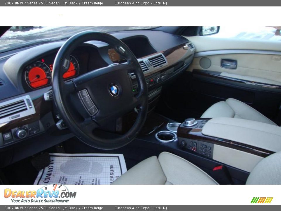 2007 BMW 7 Series 750Li Sedan Jet Black / Cream Beige Photo #7