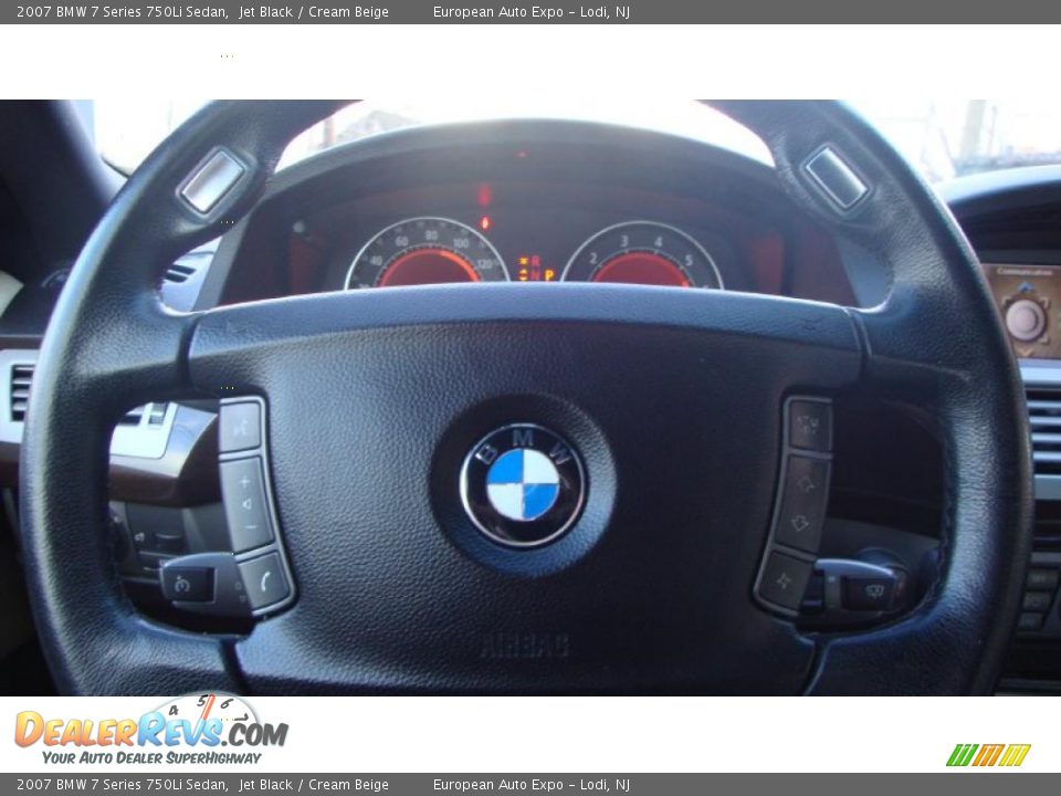 2007 BMW 7 Series 750Li Sedan Jet Black / Cream Beige Photo #24