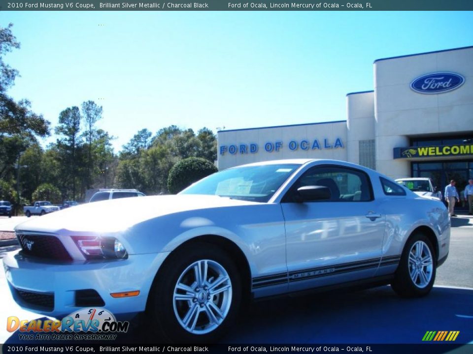 2010 Ford Mustang V6 Coupe Brilliant Silver Metallic / Charcoal Black Photo #1