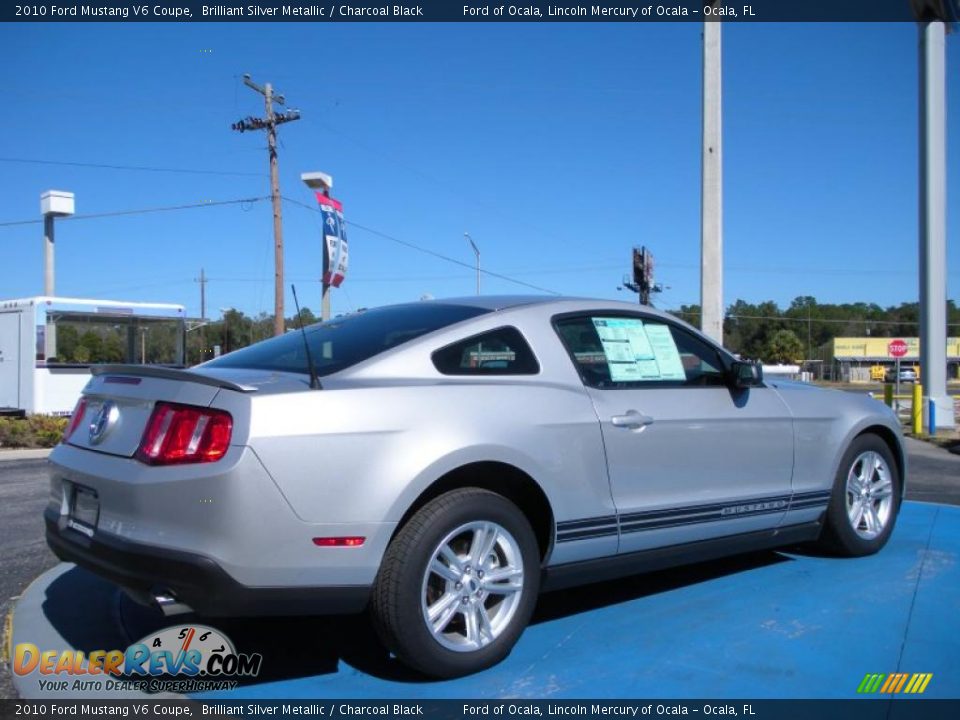 2010 Ford Mustang V6 Coupe Brilliant Silver Metallic / Charcoal Black Photo #3