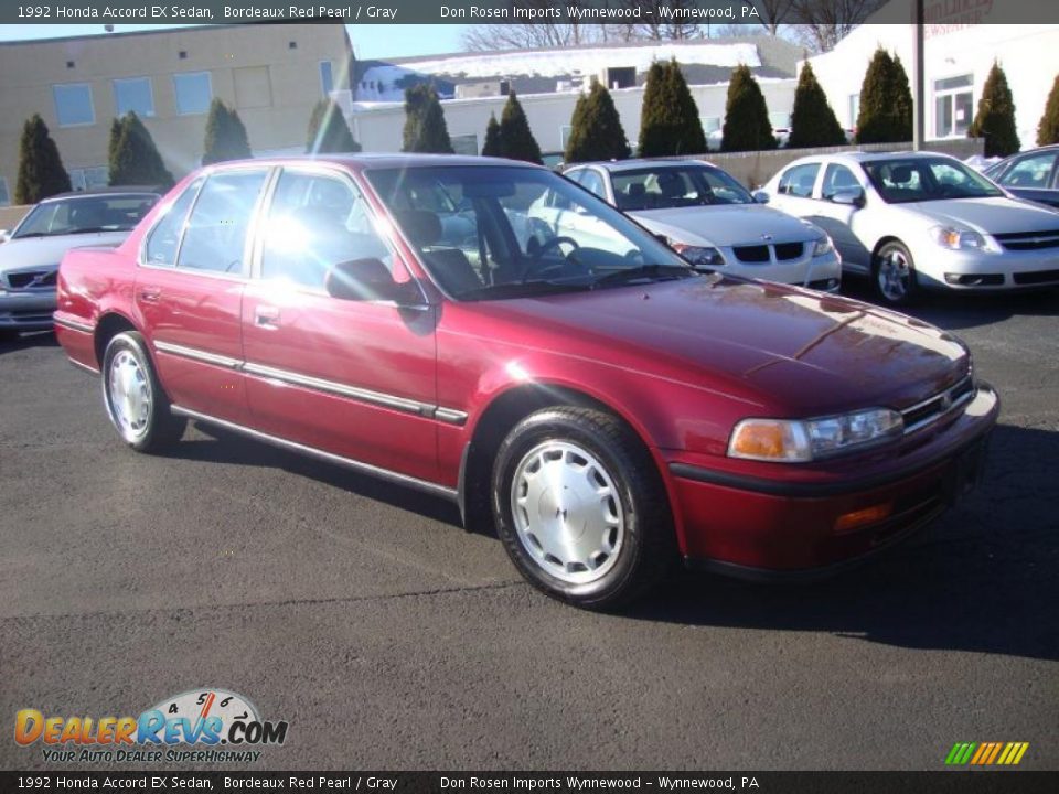 1992 Honda Accord EX Sedan Bordeaux Red Pearl / Gray Photo #5