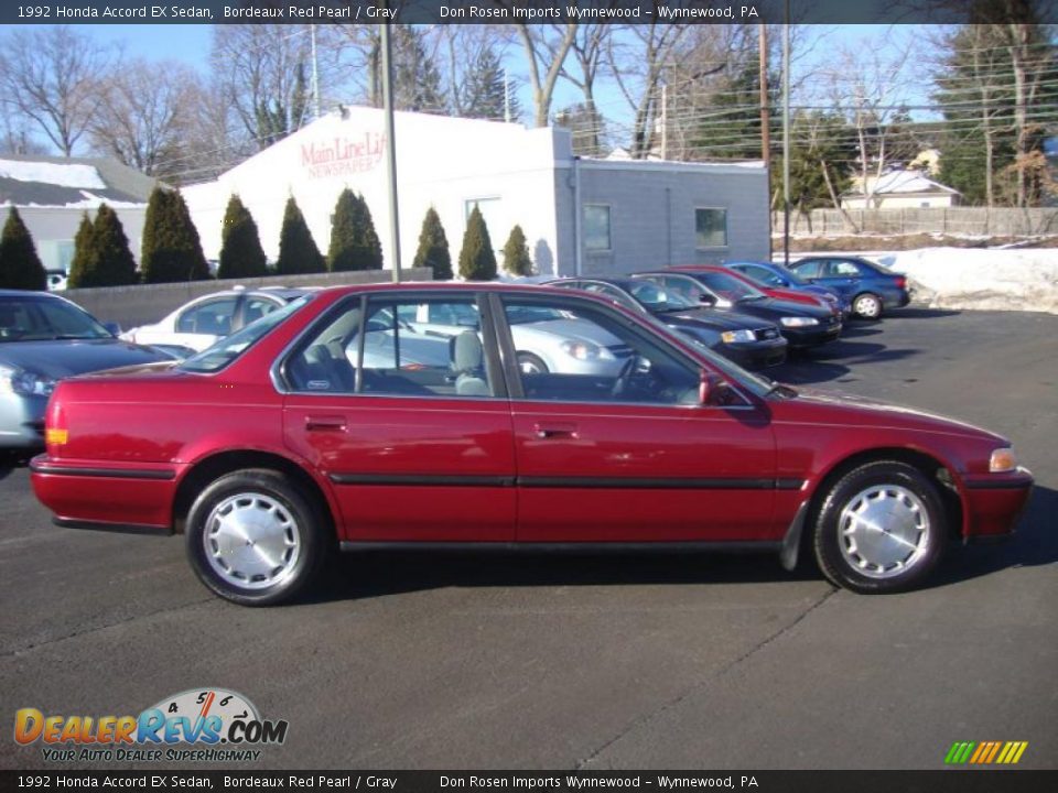1992 Honda Accord EX Sedan Bordeaux Red Pearl / Gray Photo #6