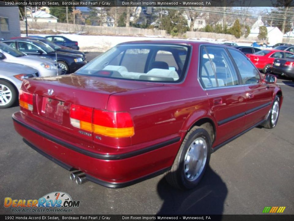 1992 Honda Accord EX Sedan Bordeaux Red Pearl / Gray Photo #7