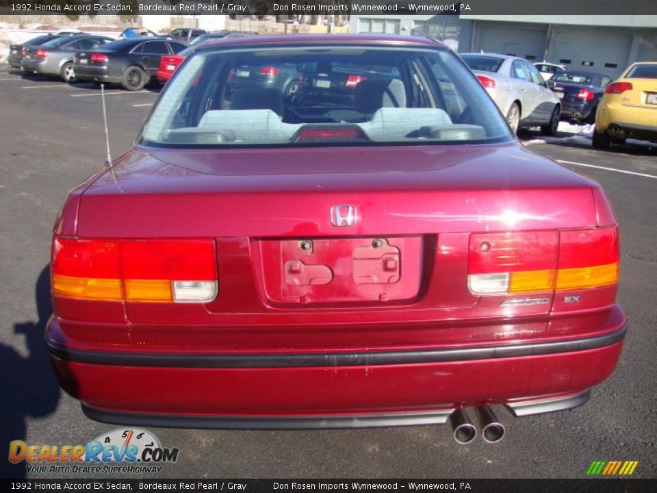 1992 Honda Accord EX Sedan Bordeaux Red Pearl / Gray Photo #8