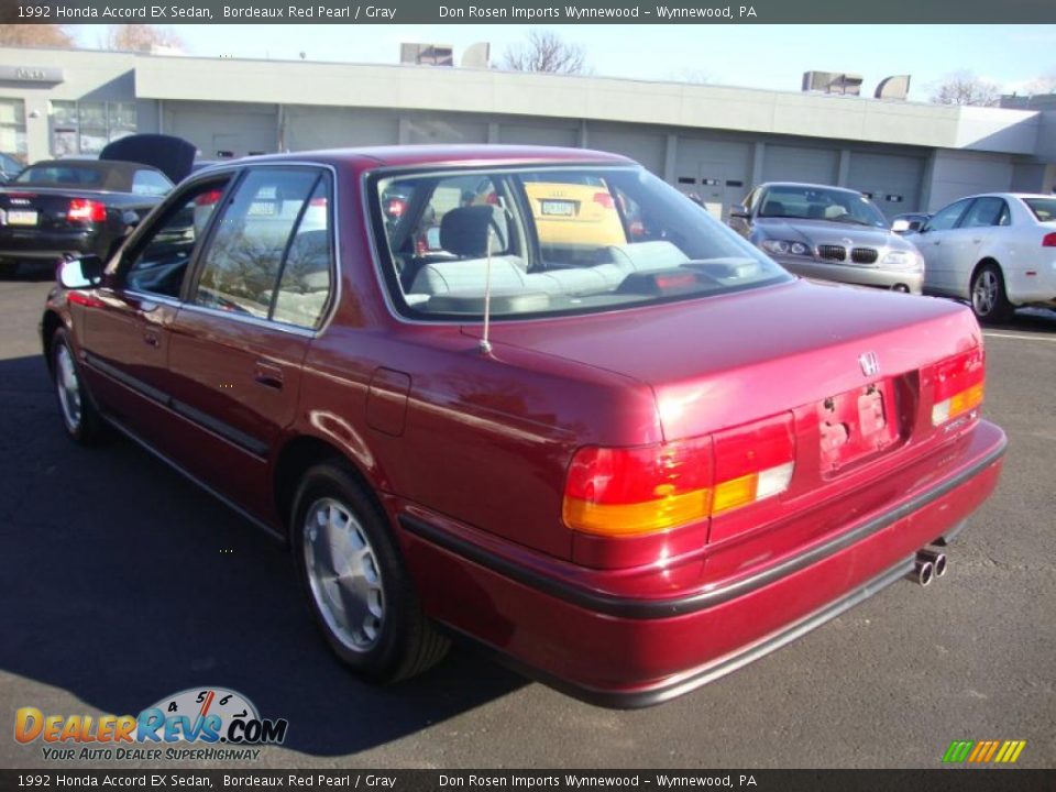 1992 Honda Accord EX Sedan Bordeaux Red Pearl / Gray Photo #9