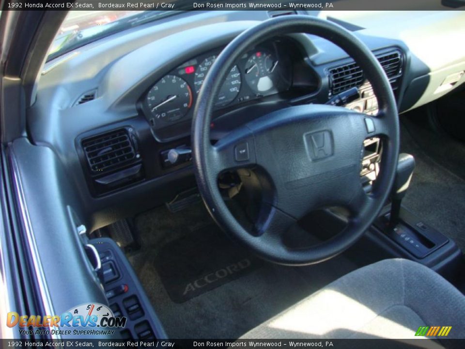 1992 Honda Accord EX Sedan Bordeaux Red Pearl / Gray Photo #11