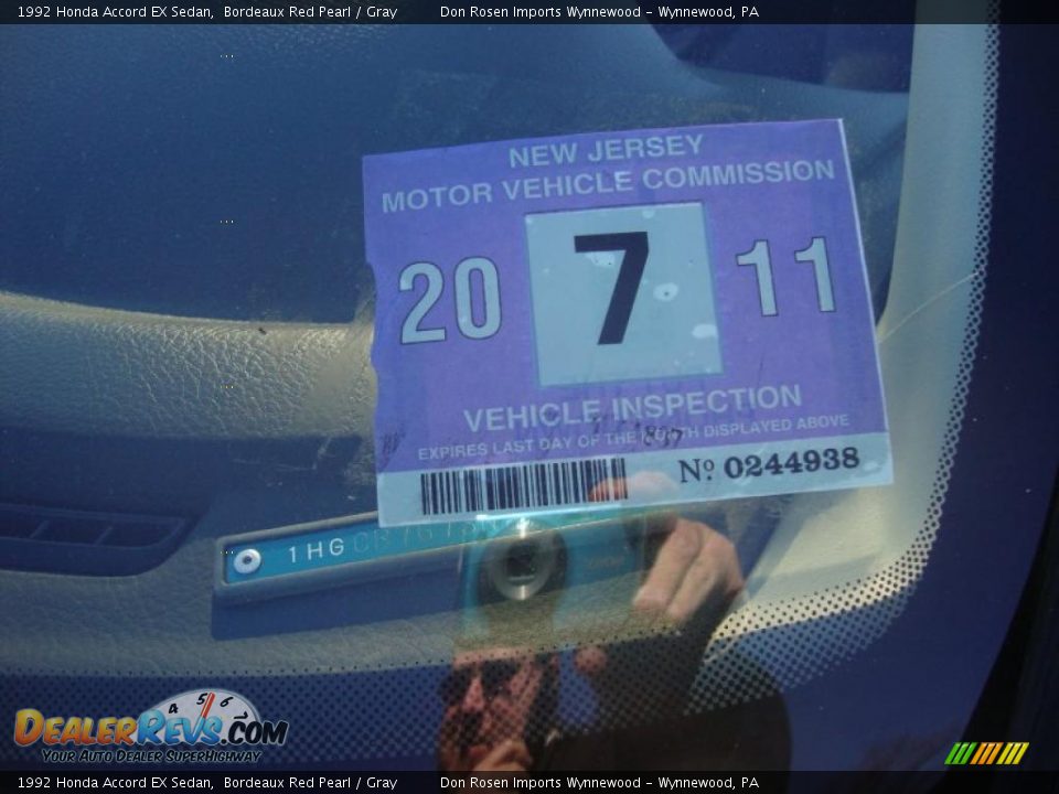 1992 Honda Accord EX Sedan Bordeaux Red Pearl / Gray Photo #32