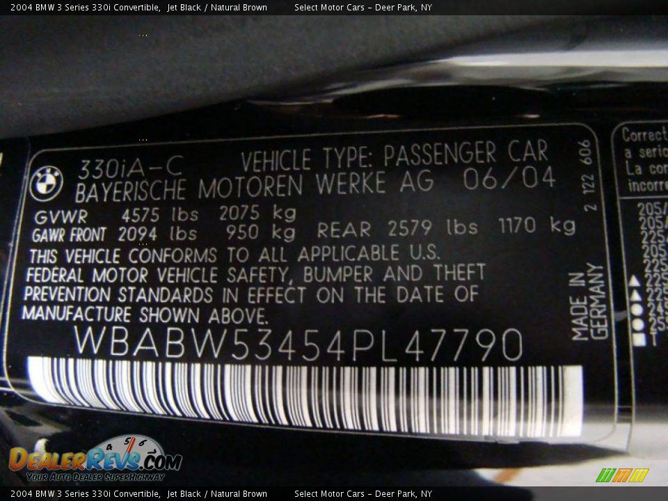 2004 BMW 3 Series 330i Convertible Jet Black / Natural Brown Photo #16