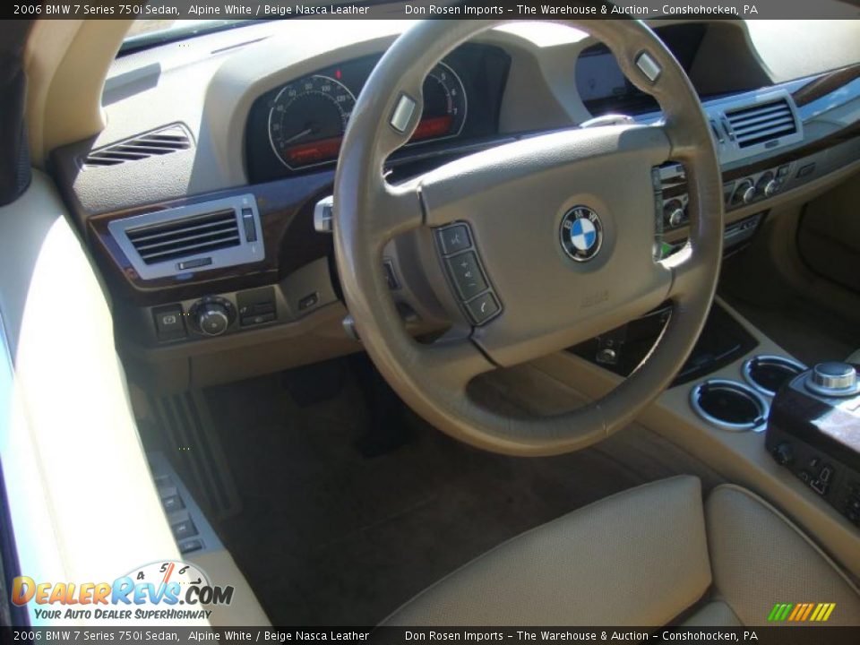 2006 BMW 7 Series 750i Sedan Alpine White / Beige Nasca Leather Photo #11