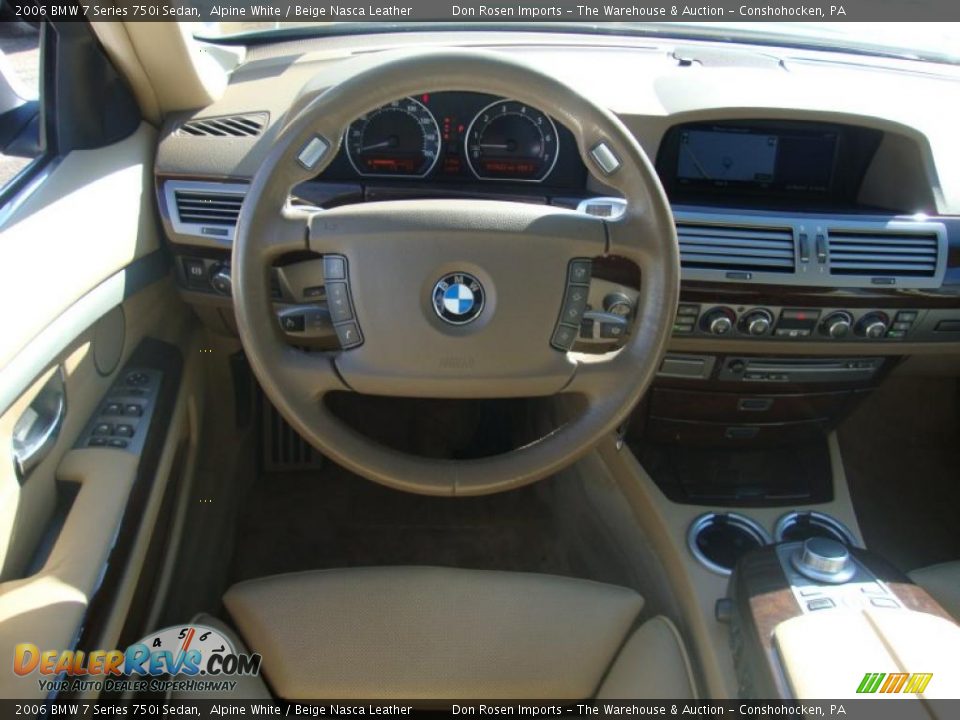 2006 BMW 7 Series 750i Sedan Alpine White / Beige Nasca Leather Photo #30