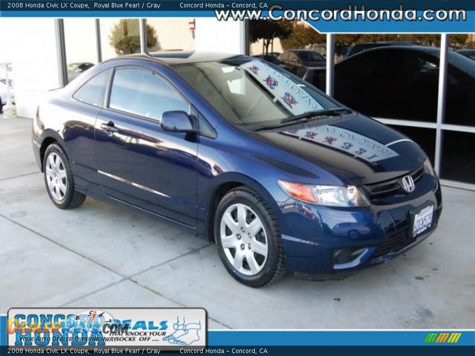 2008 Honda Civic LX Coupe Royal Blue Pearl / Gray Photo #1