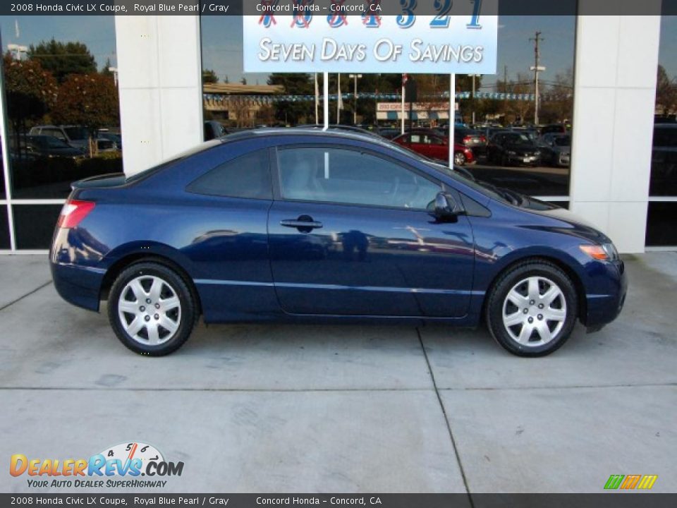 2008 Honda Civic LX Coupe Royal Blue Pearl / Gray Photo #2