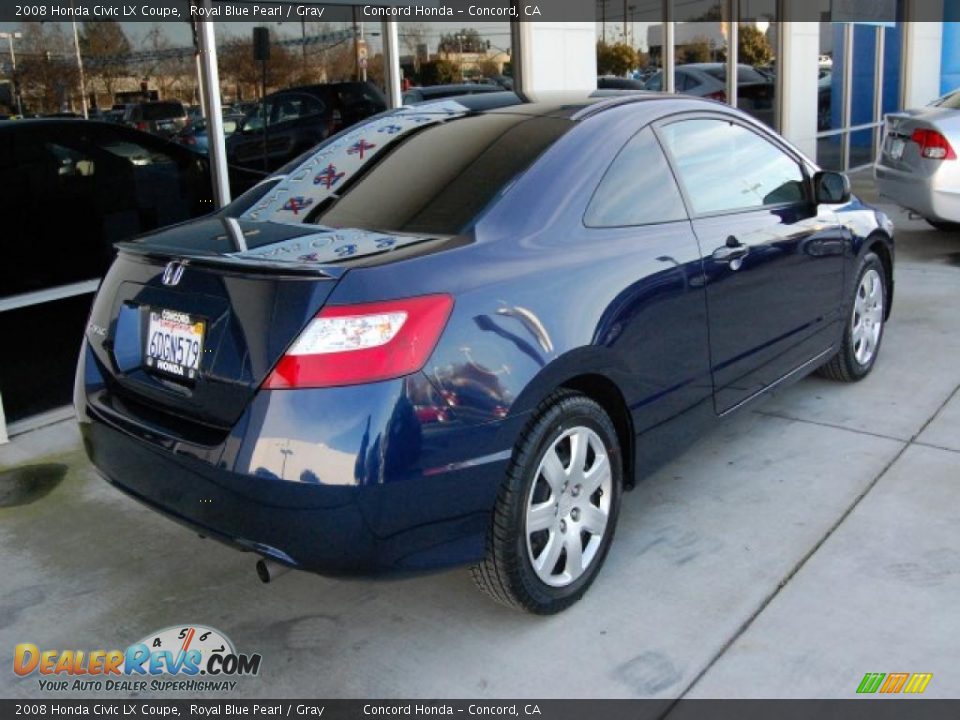 2008 Honda Civic LX Coupe Royal Blue Pearl / Gray Photo #3