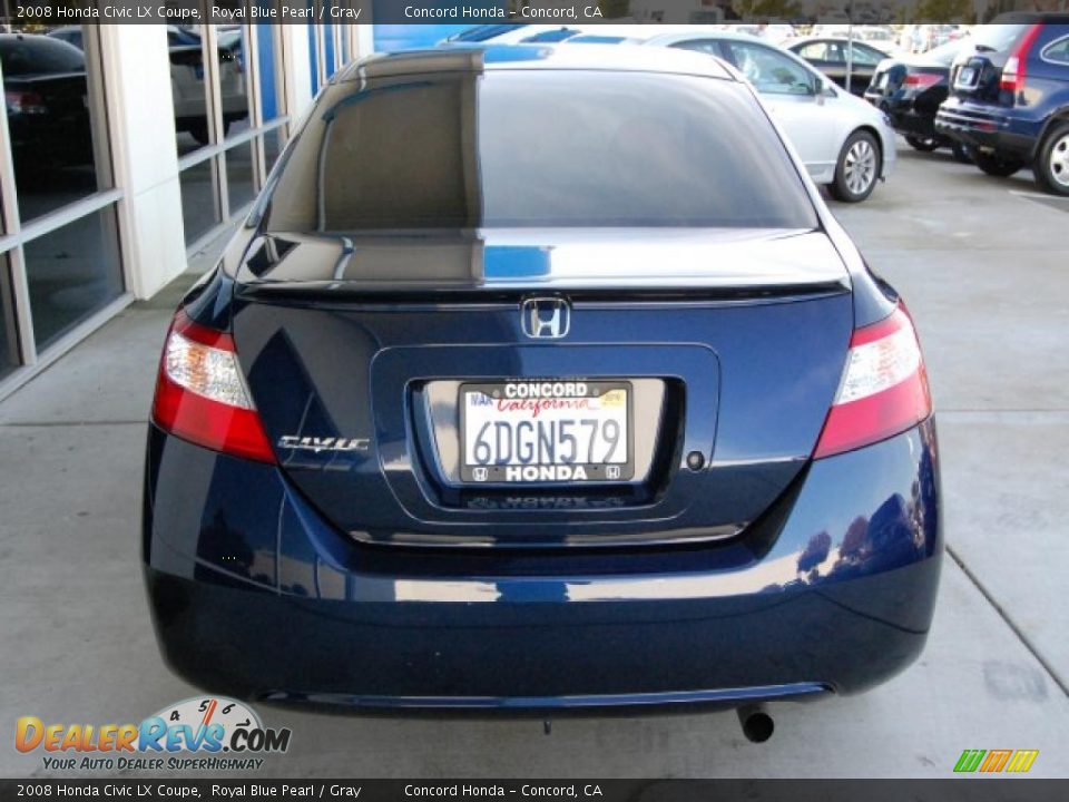 2008 Honda Civic LX Coupe Royal Blue Pearl / Gray Photo #4