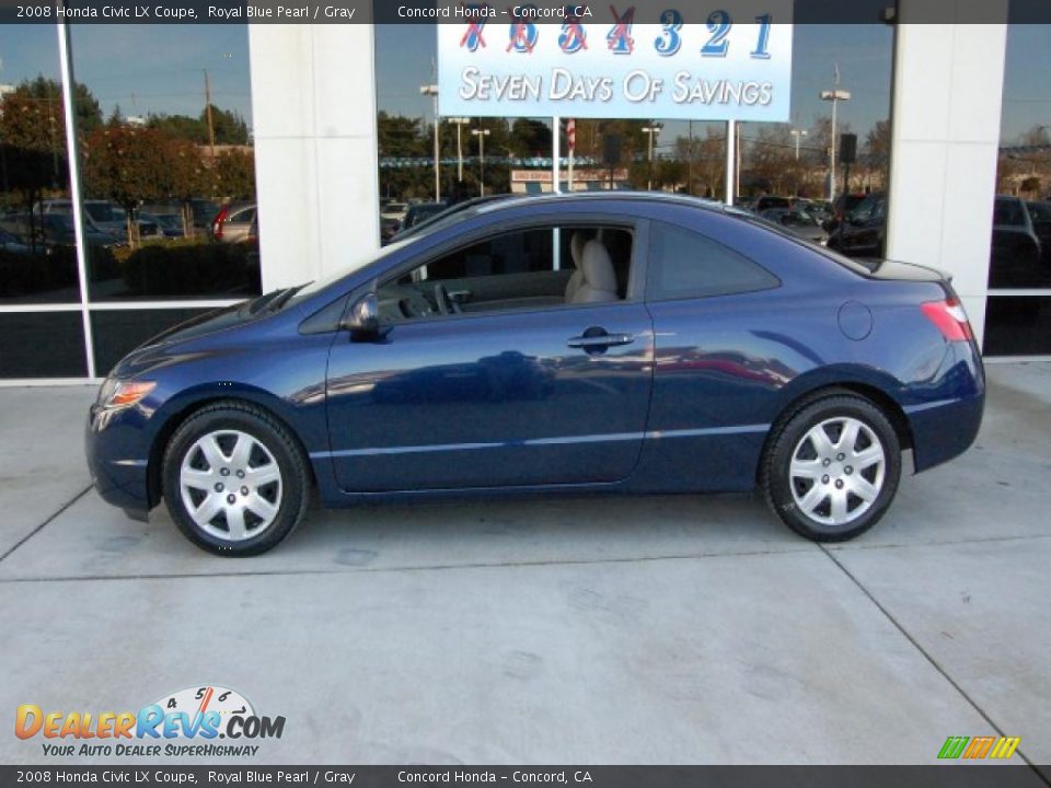 2008 Honda Civic LX Coupe Royal Blue Pearl / Gray Photo #6